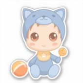 Baby Jongen Meisje Kat Pakje Sticker (Voorkant)