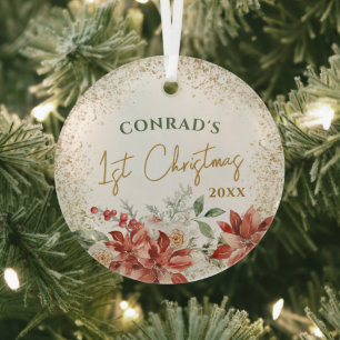 Baby Jongen Meisje Milestone Eerste 1e Kerstboom Glas Ornament