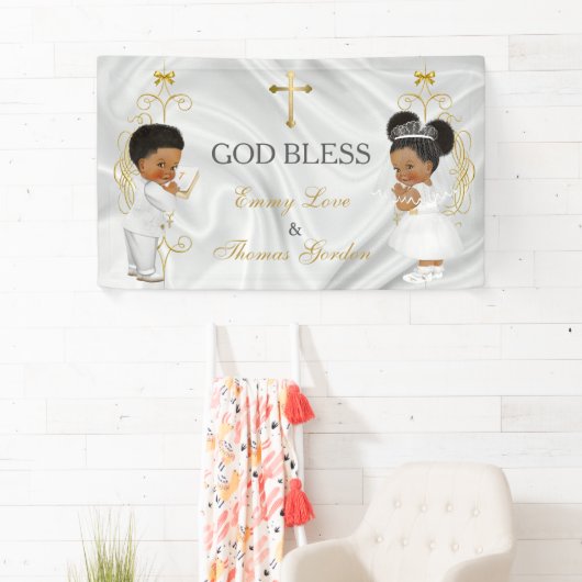 Baby jongen & meisje tweeling doop doop doop etnis spandoek (Insitu)