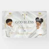 Baby jongen & meisje tweeling doop doop doop etnis spandoek (Horizontaal)