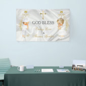 Baby Jongen & Meisje Tweelingen Doop Doop Goud Spandoek (Beurs)
