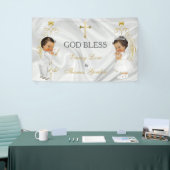 Baby Jongen & Meisje Tweelingen Doop Doop Goud Spandoek (Beurs)