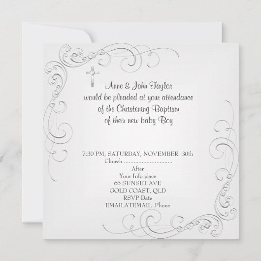 Baby Jongen Meisje Wit Doop Doop Kruis 2 Kaart (Achterkant)