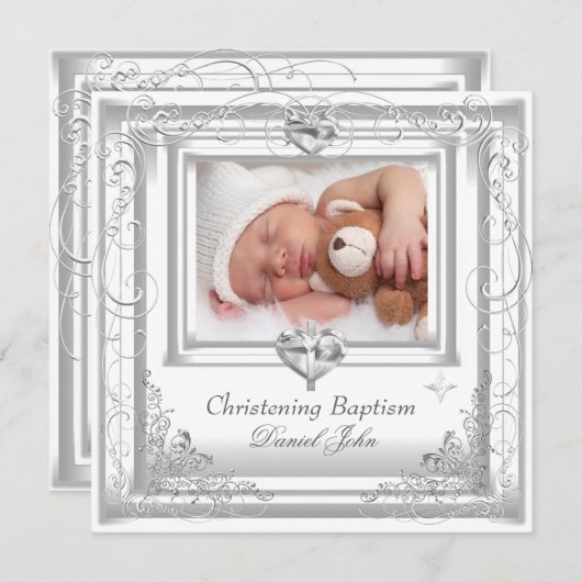 Baby Jongen Meisje Wit Doop Doop Kruis Kaart (Voorkant / Achterkant)