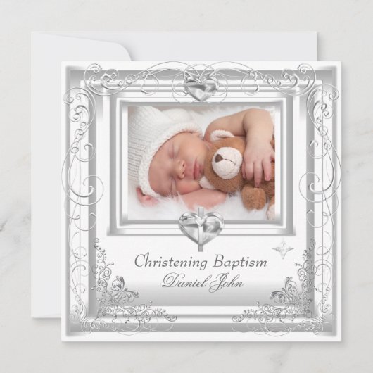 Baby Jongen Meisje Wit Doop Doop Kruis Kaart (Voorkant)