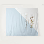 Baby jongen moderne doop achtergrond blauw wandkleed (Voorkant (horizontaal))