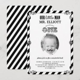 Baby Jongen Mustache 1e Verjaardag Party Foto uitn Kaart