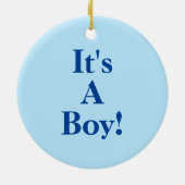 Baby Jongen Naam Aankondiging Aarde Groen Blauw Keramisch Ornament (Achterkant)