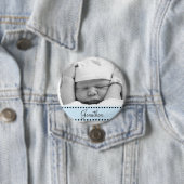 Baby Jongen Naam en Fotomagneet Blauw Gepersonalis Ronde Button 7,6 Cm (In situ)