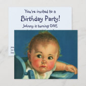  baby-jongen of meisje: Birthday Party Kaart (Voorkant / Achterkant)