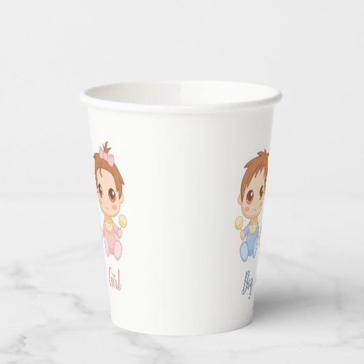 Baby Jongen of Meisje Geslacht Onthullen Partij Papieren Bekers (Links)