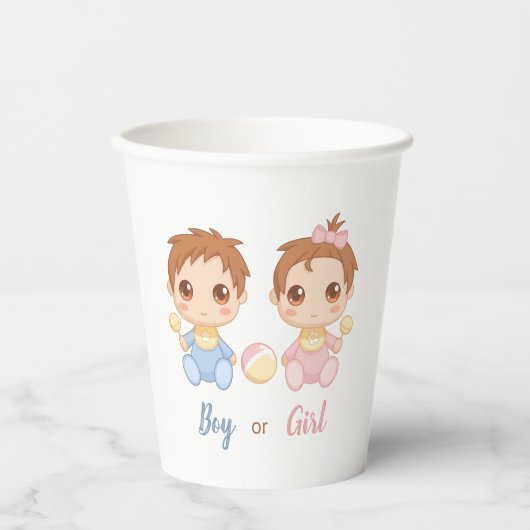 Baby Jongen of Meisje Geslacht Onthullen Partij Papieren Bekers (Voorkant)