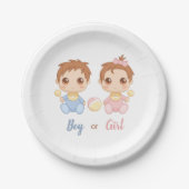 Baby Jongen of Meisje Geslacht Onthullen Partij Papieren Bordje (Voorkant)