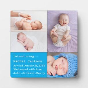 Baby Jongen Pasgeboren Foto Geboorte Aankondiging  Fotoplaat