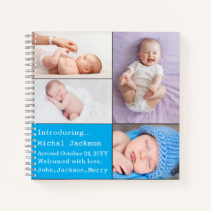 Baby Jongen Pasgeboren Foto Geboorte Aankondiging  Notitieboek