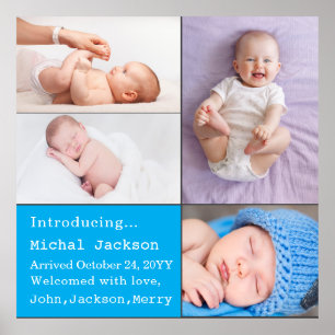 Baby Jongen Pasgeboren Foto Geboorte Aankondiging  Poster