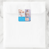 Baby Jongen Pasgeboren Foto Geboorte Aankondiging  Vierkante Sticker (Tas)