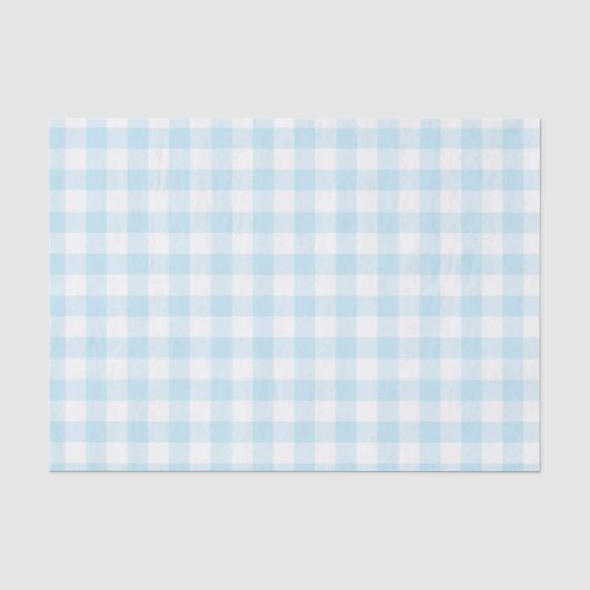Baby Jongen Pastel Blauw Gingham Plaid Tissuepapier (Voorkant)