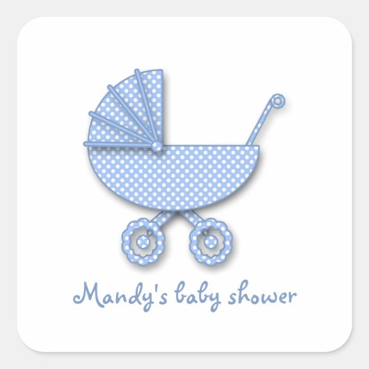baby jongen polka dot vierkante sticker (Voorkant)