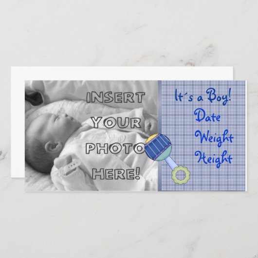 Baby Jongen Ratelaar Aankondiging (Voorkant / Achterkant)