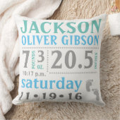 Baby jongen Stats Aankondiging Kussen blauw groen  (Deken)