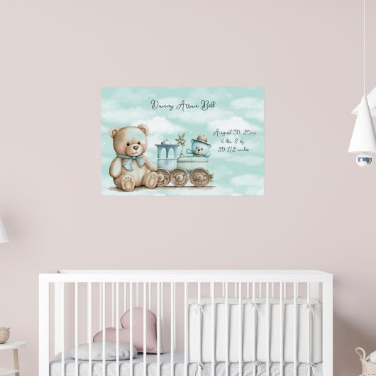 Baby Jongen Teddybeer Mand met Speelgoed  Poster (Kinderkamer 2)