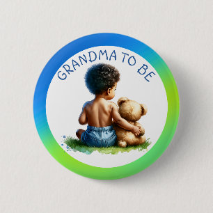 Baby Jongen van kleur Oma om Baby shower te zijn Ronde Button 5,7 Cm