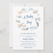 Baby Jongen Vervoer Auto's Baby shower Kaart (Voorkant)