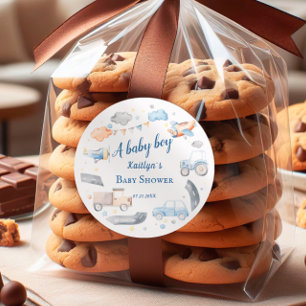 Baby Jongen Vervoer Auto's Baby shower Ronde Sticker