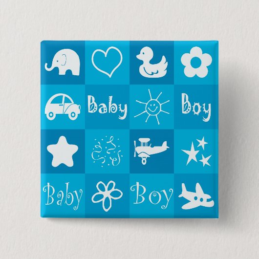 Baby jongen vierkante button 5,1 cm (Voorkant)