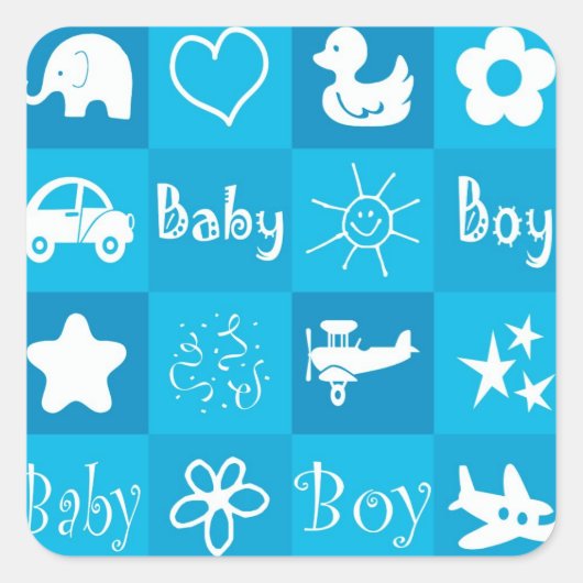 Baby jongen vierkante sticker (Voorkant)