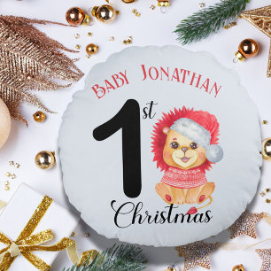 Baby Jongen's 1e Kerstmis Cute Beer Rode Trui Rond Kussen
