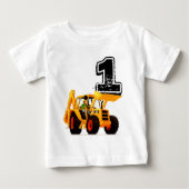 Baby Jongens 1e Verjaardag Gele Graafmachine Bouw (Voorkant)