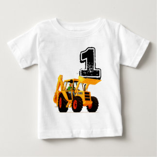 Baby Jongens 1e Verjaardag Gele Graafmachine Bouw
