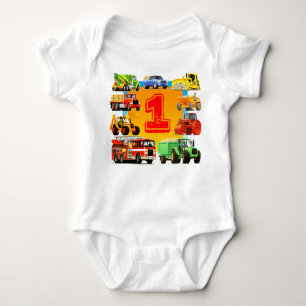 Baby jongens Aangepaste constructie Vrachtwagen 1e Romper