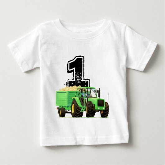 Baby Jongens Custom Green Tractor 1e verjaardag (Voorkant)