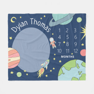 Baby-jongens Cute Space Rocket Shiket Milestone Fleece Deken