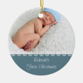 Baby jongens Eerste Kerstmis. Foto's en statistiek Keramisch Ornament (Voorkant)