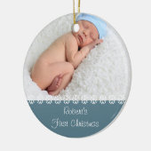 Baby jongens Eerste Kerstmis. Foto's en statistiek Keramisch Ornament (Links)