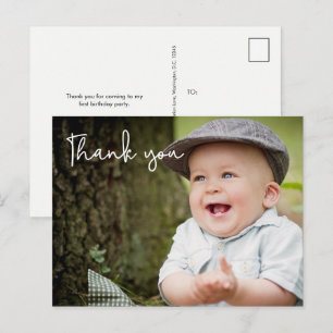 Baby Jongens eerste verjaardag Dank je foto Briefkaart