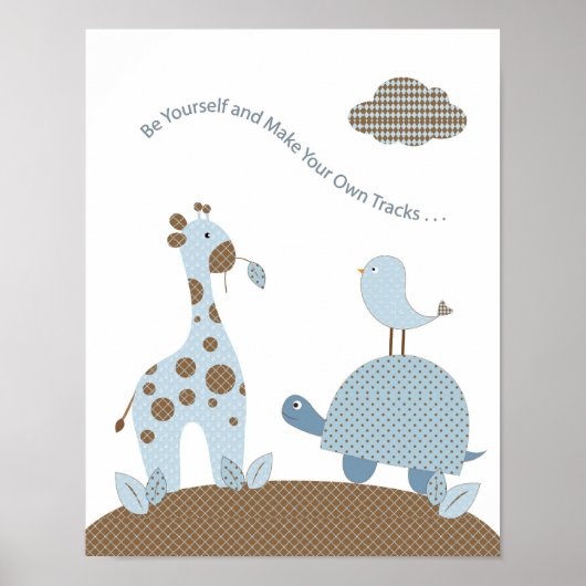 Baby jongens giraf schildpad kleuterkamer kunst -  poster (Voorkant)