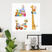 Baby Jongens met kinderkamer Trein Giraffe en Wage Poster (Thuiskantoor)