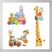 Baby Jongens met kinderkamer Trein Giraffe en Wage Poster (Voorkant)