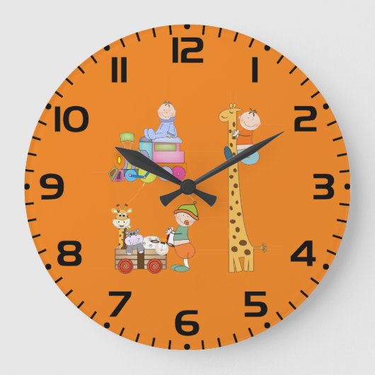 Baby Jongens met Nurserytrein Giraffe en Wagen Grote Klok (Voorkant)