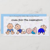 Baby-jongens Shower Invitation Cartoon Fun Kaart (Voorkant / Achterkant)