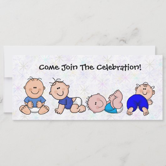 Baby-jongens Shower Invitation Cartoon Fun Kaart (Voorkant)