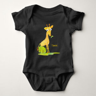 Baby Jongens Waterverf Giraffe Gepersonaliseerd Di Romper
