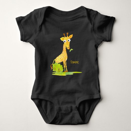 Baby Jongens Waterverf Giraffe Gepersonaliseerd Di Romper (Voorkant)
