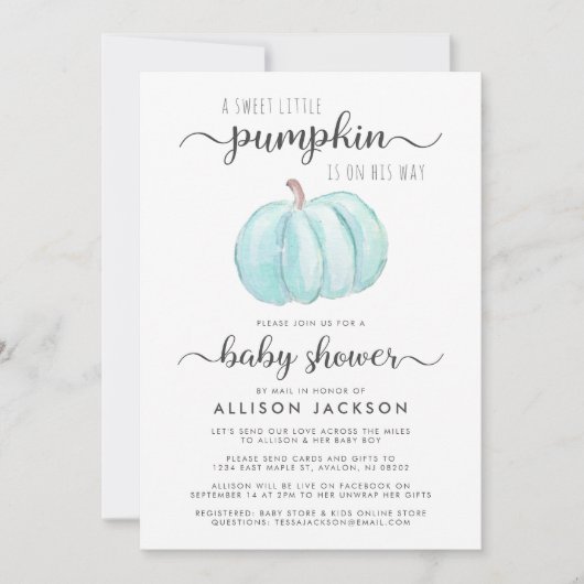 Baby Jongensdouche door de Blauwe Waterverf van de Kaart (Voorkant)