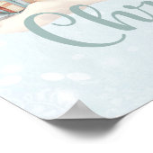 Baby Jongensnaam Eerste Kerst Blauw Kwekerij Poste Poster (Hoek)